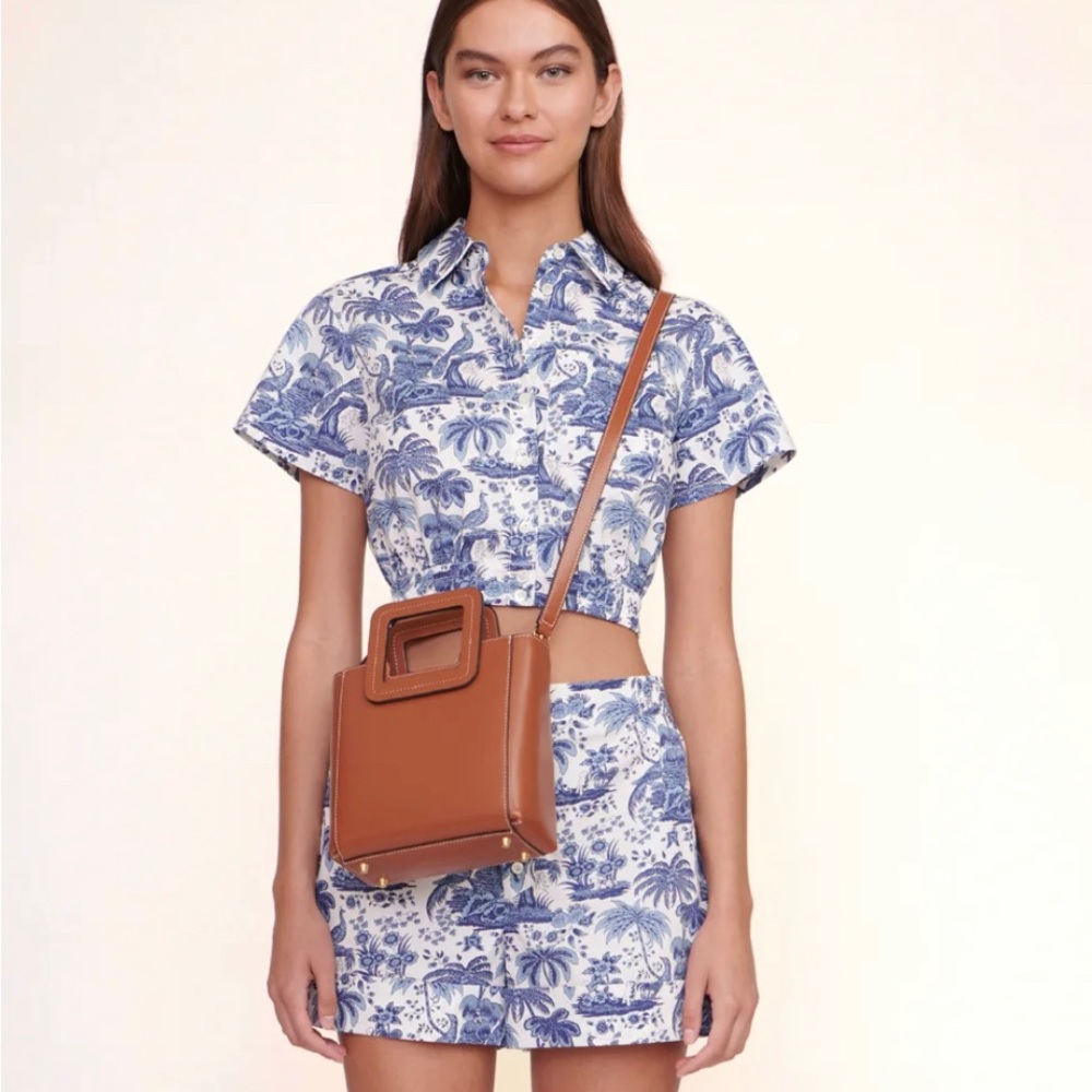 Staud mini Shirley leather bag - color Saddle
